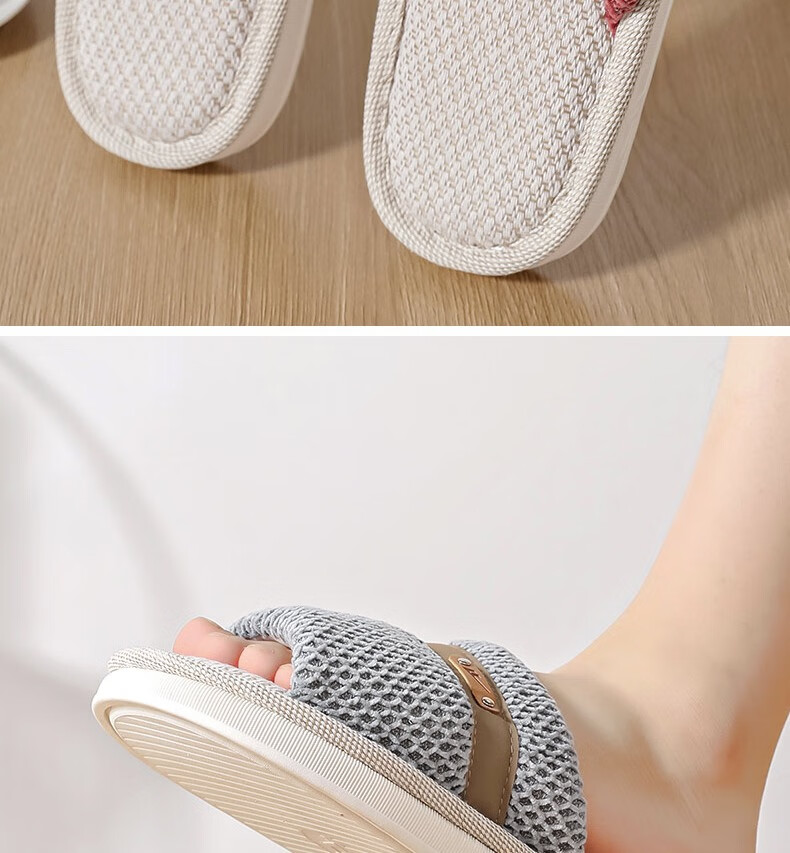 Huili Linen Slippers for Men And Women, Sweat-Absorbing And Breathable Home Shoes, Indoor All-Season Floor Slippers HL0215 Pink Size 40-41 22