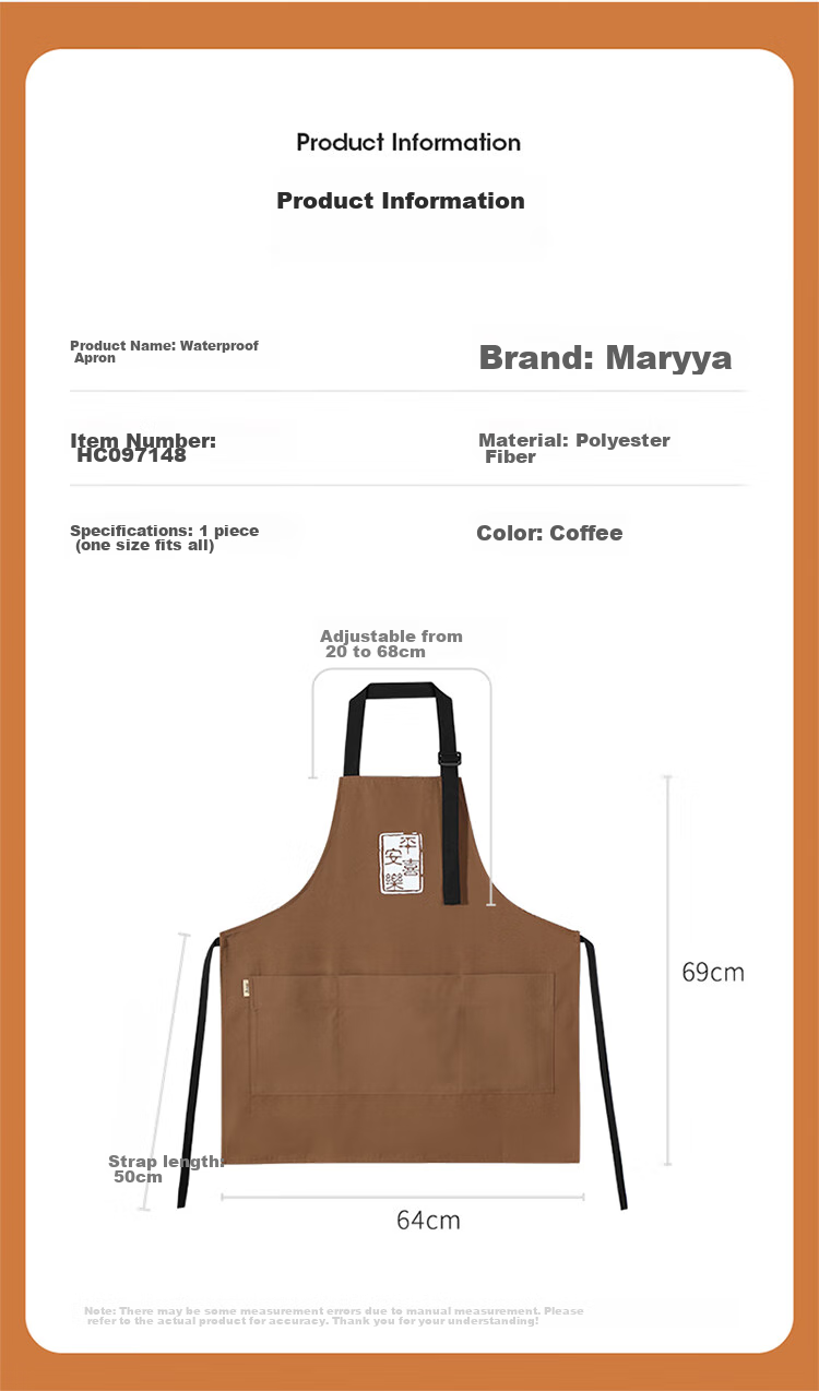 MARYYA Apron, Kitchen Waterproof And Oil-Proof Coverall, Unisex Chef's Wear, Coffee Brewing And Baking, Shoulder-Hanging Work Uniform 12