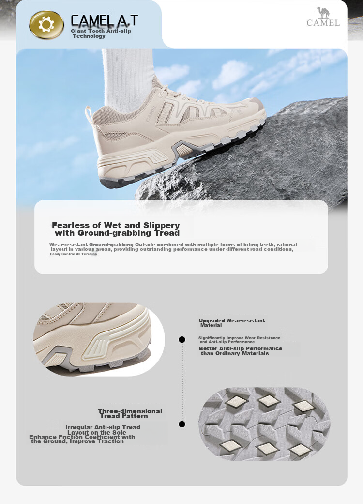 CAMEL [Taihang] Outdoor Hiking And Mountaineering Shoes for Men And Women, Water-Resistant, Non-Slip, Breathable Mountain Climbing Sports Shoes 2