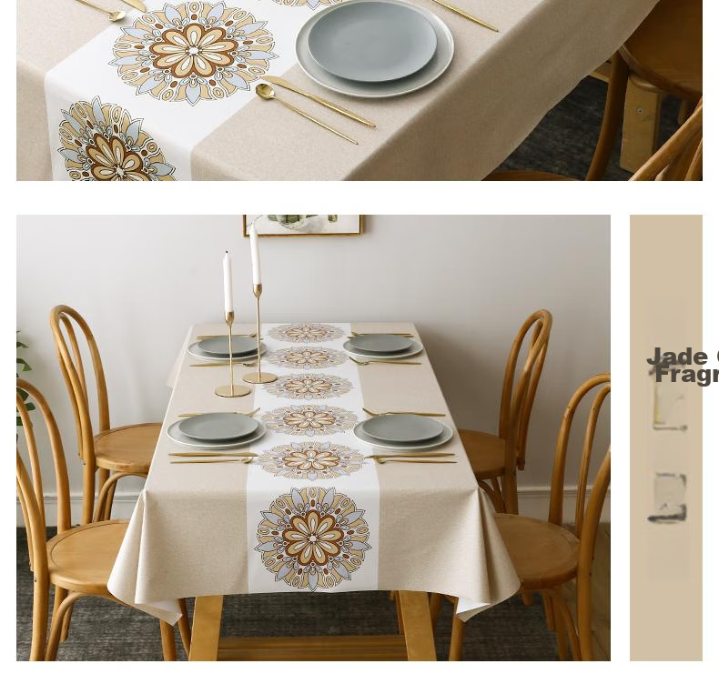 MOON TIME Round Tablecloth, European Style Waterproof Oil-Proof Scald-Resistant Washable Round Dining Table Cover Table Mat Champagne Color 7