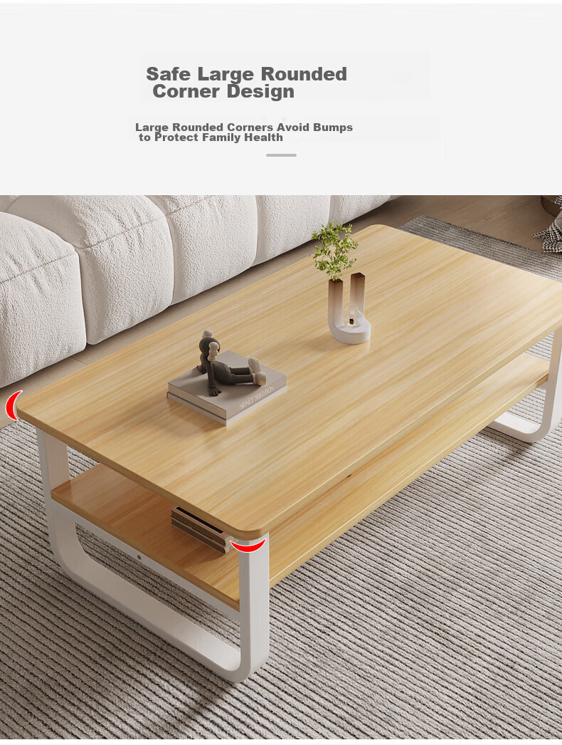 Gupujia Coffee Table, Simple Living Room Design for Small Apartments, Double-Layer Steel Frame, Small Tea Table, Small Table for Guests, Tea Table, Dark Gray, 120 Cm Long 5