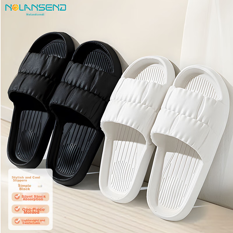 NOLANSEND Portable Travel Slippers for Home Use, Guest Accommodation, Hotel Non-Slip Bathing And Indoor Slippers, Black, Size 42-43