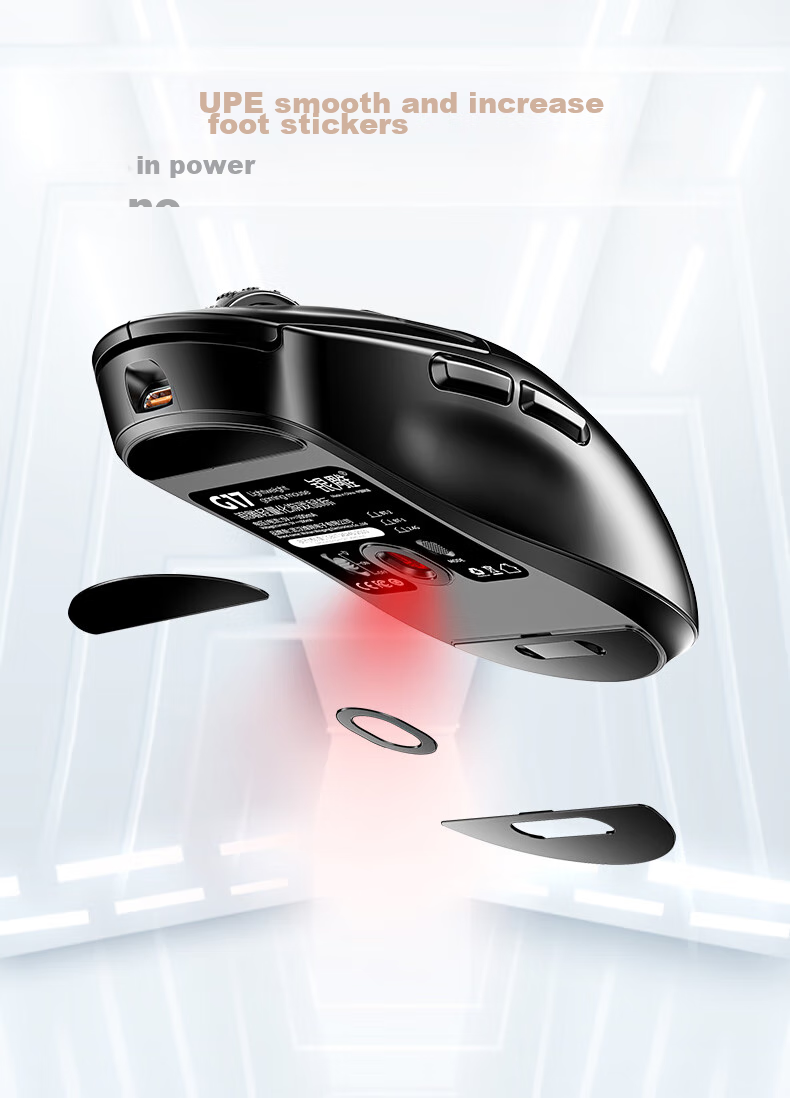 YINDIAO G17 Lightweight Tri-Mode Gaming Mouse, Wireless Bluetooth Rechargeable, E-Sports Sensor, 6-Level DPI, Compatible with Desktop Computers, Laptops, And Smartphones, Premium Edition in Dome Black 10