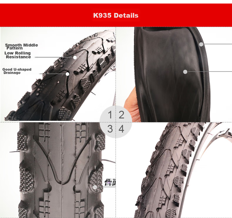 KENDA K1177 Tire, 26*1.95, Mountain Bike Bicycle Tire, Bicycle Outer Tire with Studs, Anti-Slip, Black 12