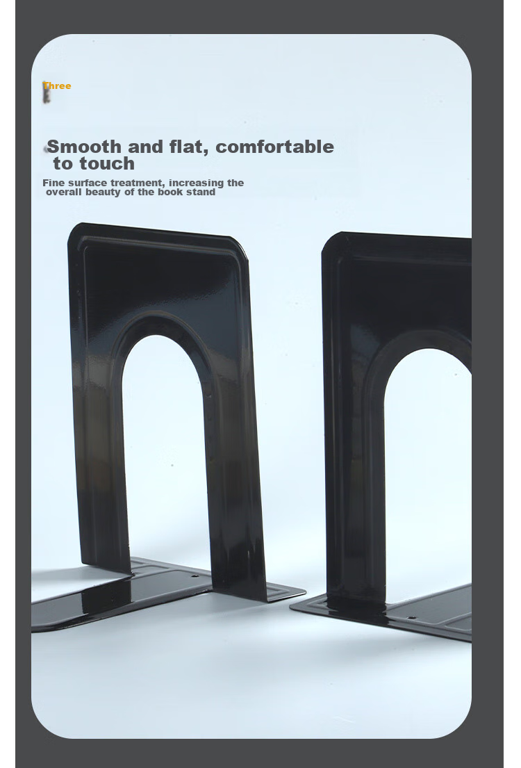 TANGO (16cm) Arc L-Shaped Metal Desktop Bookend Storage Rack, Bookshelf Organizer for Office And Study, Essential Back-To Supplies for Office And School Use, Black 5