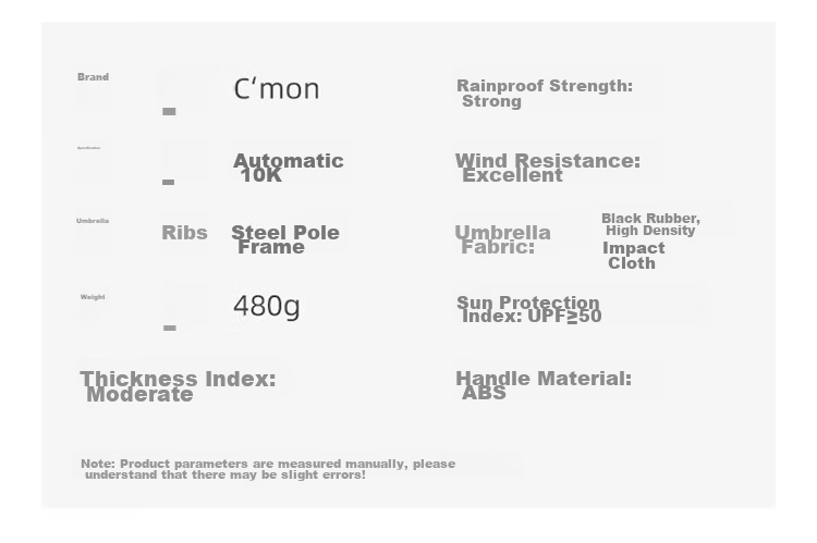 C'mon Fully Automatic Umbrella, Three-Fold Large Size, Sun Protection Umbrella, Sunshade Umbrella for Men, Automatic Folding Umbrella with Ring, Black 6