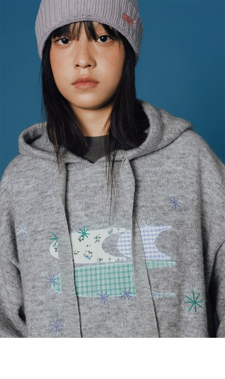 CryingCenter Patchwork Star 3C Hooded Sweater Unisex Heather Gray L 7