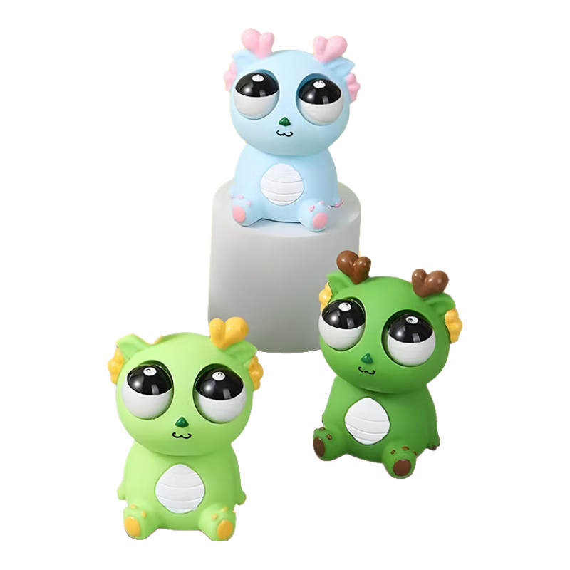 Huashimeng, Eye-Popping Dragon Squeeze Toy, Cute Stress-Relief Stationery Doll Toy Gift for Childre