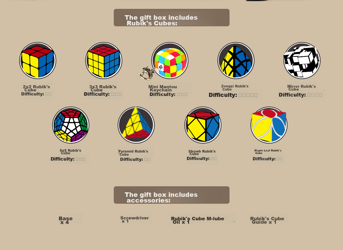 Qiyi 9-Piece Rubik's Cube Gift Set, 2x2 3x3 23x23 Mirror Pyramid, Children's Day Gift Toy 3