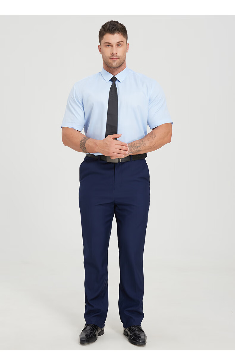 Dibinze Plus Size Short Sleeve Shirt for Men, Loose Fit, High End DP Wrinkle-Free Easy-Care Pure Cotton White Dress Shirt 6