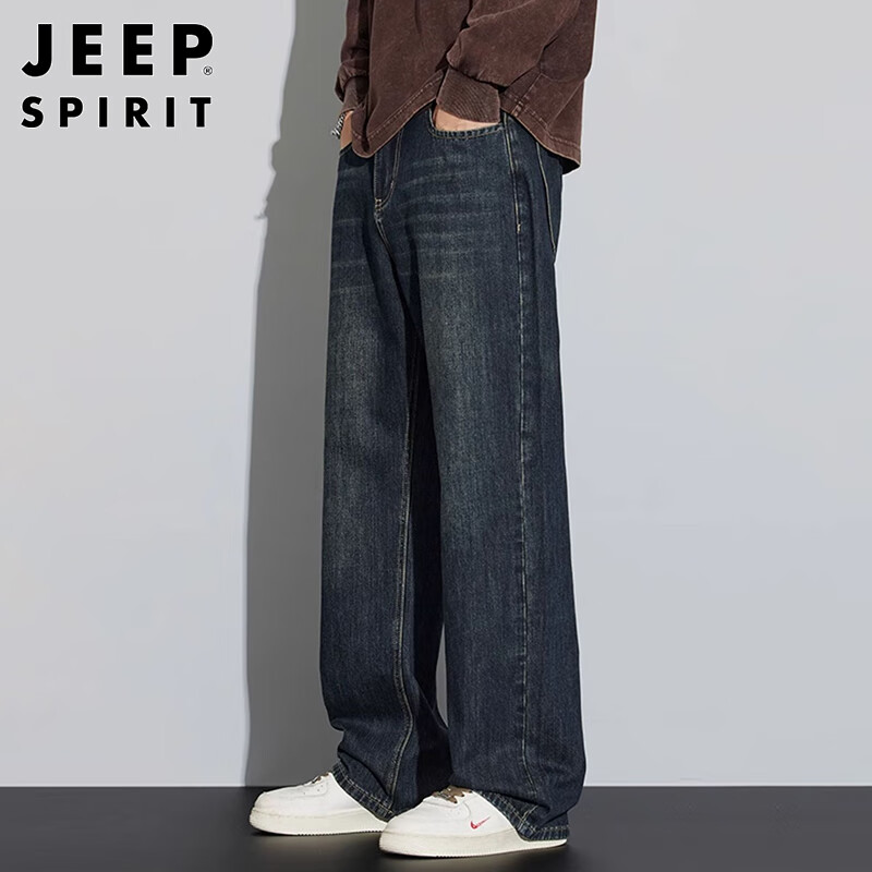 Мужские джинсы JEEP SPIRIT, классические прямые брюки, свободный крой, трендовые штаны для осени и зимы, повседневные длинные брюки