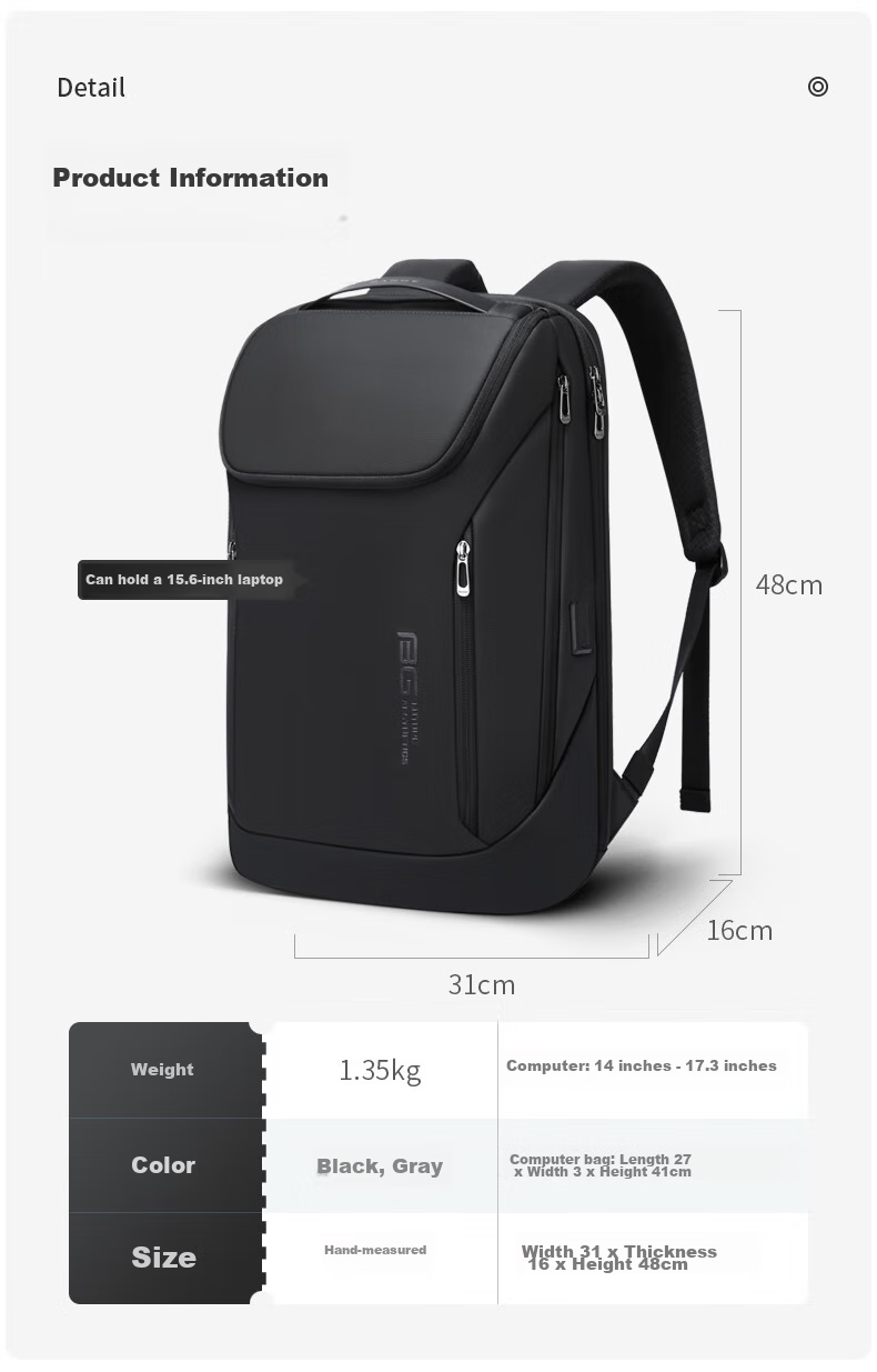 Bange Backpack for Men, Business Laptop Bag with Large Capacity, College Student Backpack for Travel, 16-Inch Laptop Bag 3