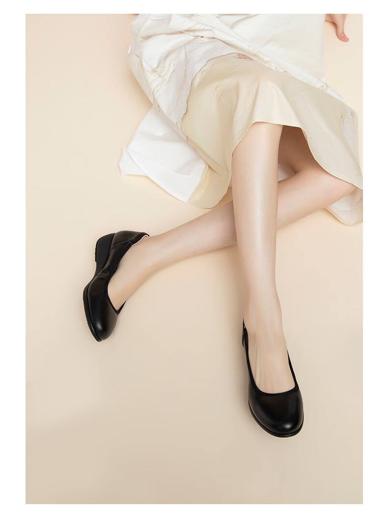 COMELY Leather Flats for Women, Spring And Summer New Style Comfortable Genuine Leather Soft-Soled Versatile Mom Shoes, Wedge Heel Non-Tiring, Apricot Color, Size 34 8