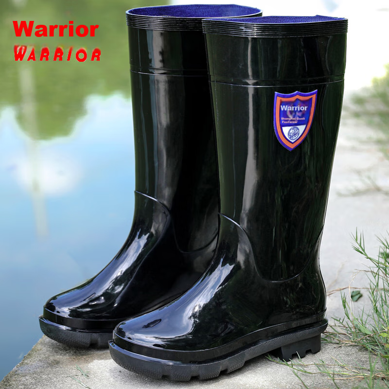 Huili Rain Boots for Men, Waterproof Outdoor Wear-Resistant Rubber Shoes, Non-Slip Rain Boots, Overshoes HL822866 High-Top Black Size 42