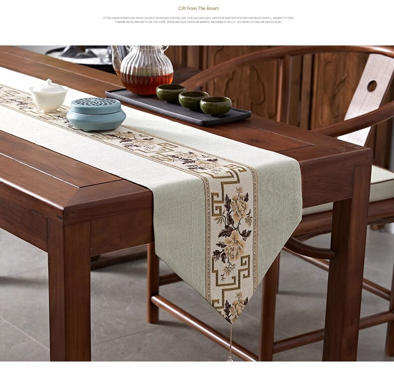 Yinshang New Chinese-Style Table Runner, Zen-Inspired Waterproof Tea Mat, Coffee Table Cloth, Luxurious High-End Tea Table Pad, Long Placemat, 30*220cm 5
