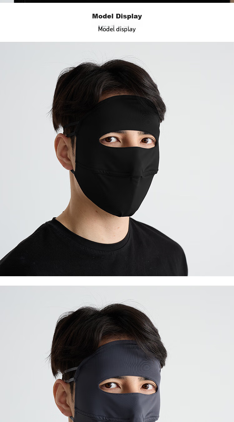Move Iron Sun Protection Face Mask for Women, Summer UV Protection, Cool Ice Silk Full Face Breathable Lightweight Mask, Black 6