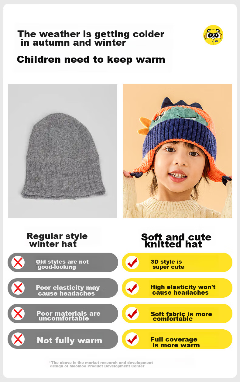 Moremerry Children's Hat, Autumn And Winter Ear Protection, Boys And Girls Warm Knitted Hat, Baby Student Fashionable Cap, Pink 3