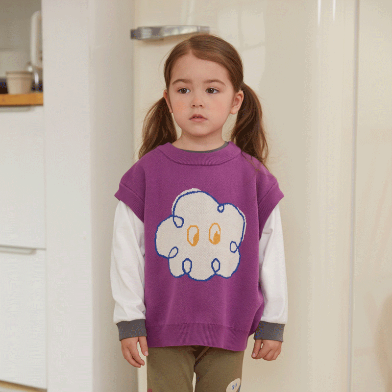Papapapa Autumn Winter Baby Boys and Girls Knitted Pullover Sweater Vest Children's Purple 100 cm