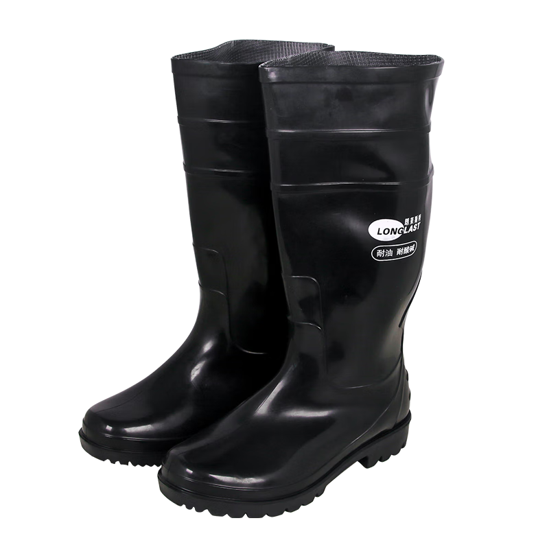 LONGLAST Thick Chemical Boots, High-Top Non-Slip Waterproof Shoes Rain Boots, Acid And Alkali Resistant, Black Rubber Shoes for Men And Women, Size 42