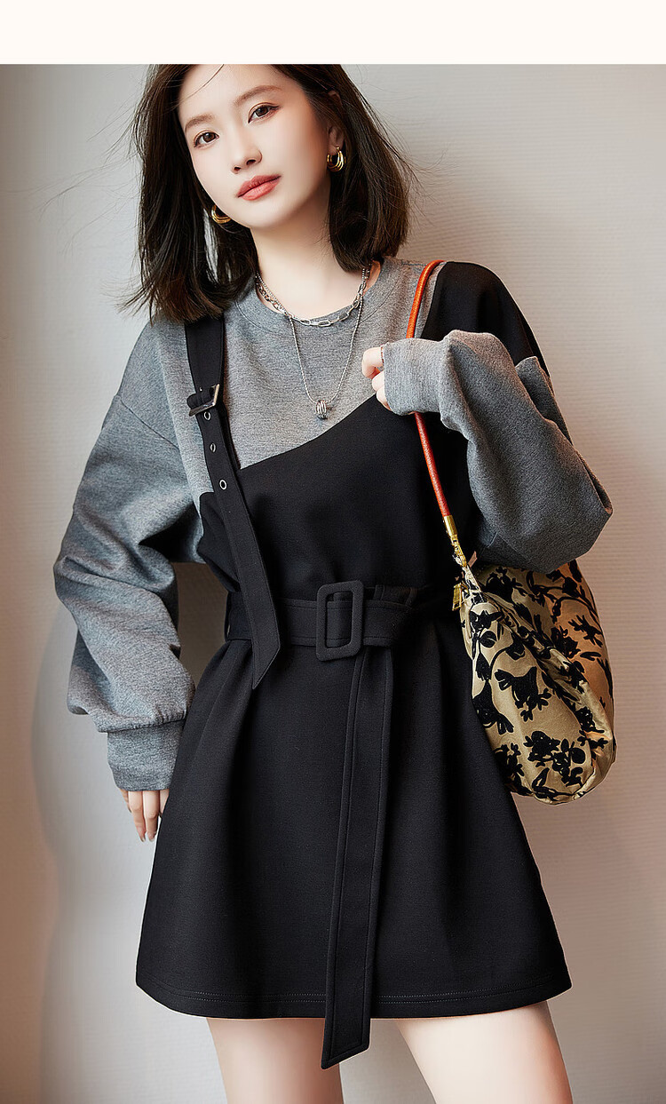 Dme Modern Colorblock Sweatshirt Autumn Crewneck Casual Long Sleeve Straight Sweatshirt for Women 10