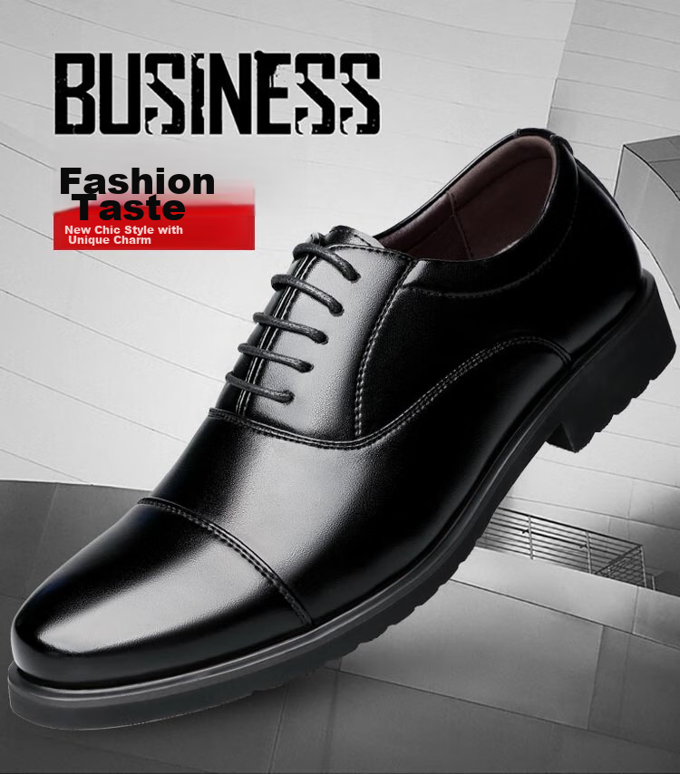BEIOUTU Men's Leather Shoes, Fashionable Three-Joint Business Formal Shoes, Comfortable Lace-Up Casual Men's Footwear, 8827 Black, Size 41 1