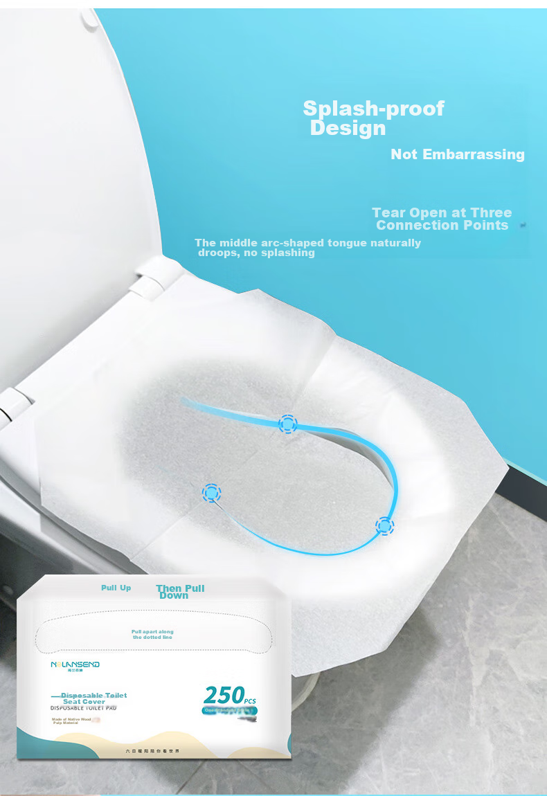 NOLANSEND Disposable Extended Toilet Seat Covers, Sterilized Grade, for Pregnant Women And Home Use, Portable for Travel, Blue, 10 Pieces Individually Wrapped 5