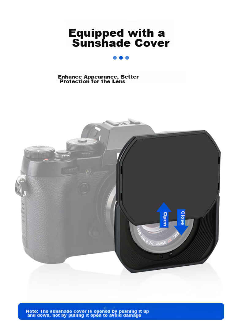 JJC Lens Hood for Fuji XF 23 F2 R, XF 35 F2 R WR 43mm Lens, Compatible with X-T3 And XT-30 Mirrorless Cameras, Square Shape (Random Delivery of New Or Old Version) 6