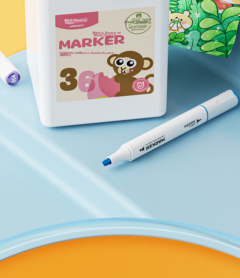 M&G Stationery, 36 Colors Food-Grade Water-Based Markers, 30% Extra Safe, Children's And Student Triangular Dual-Tip Watercolor Pens, Drawing Brushes, Birthday Gift, APMV0977 14
