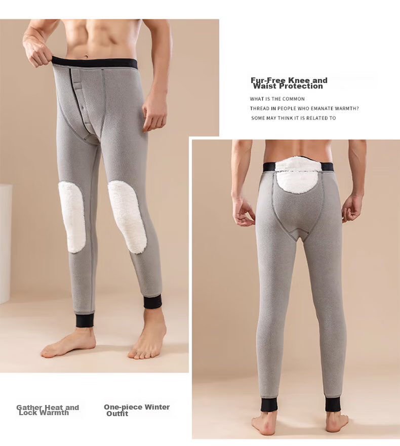 LangSha Thermal Underwear for Men [2026 Fall New Arrival], Fleece-Lined Thick Graphene Knee Protection Base Layer Pants, Extra Thick Cotton Pants for Northeast China 26