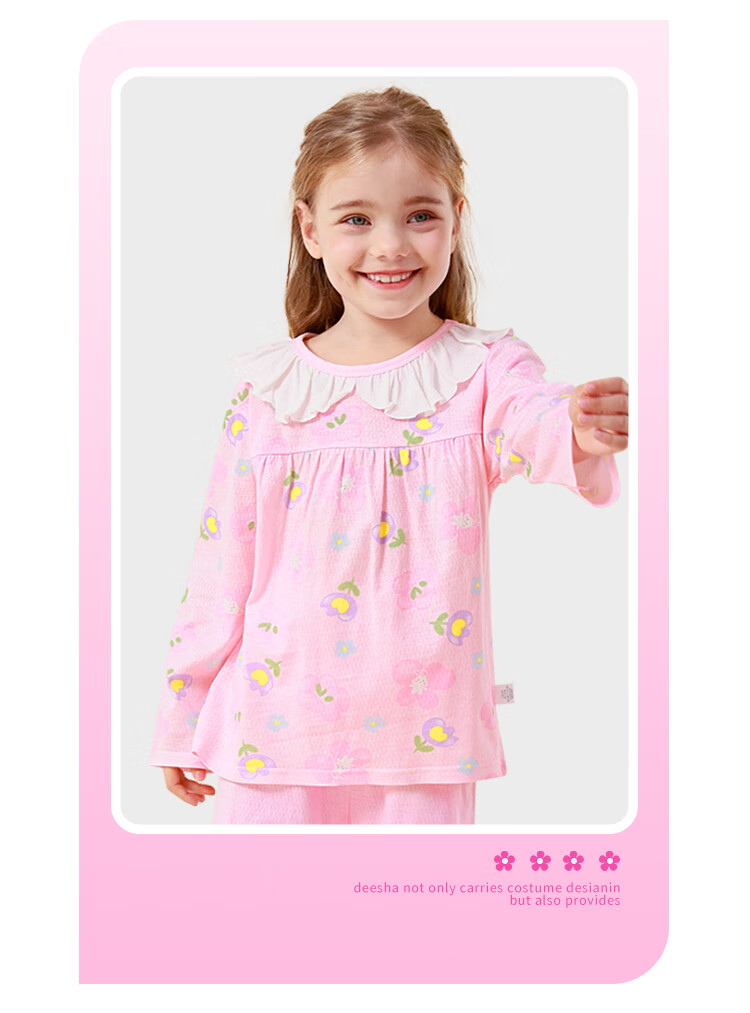 DEESHA Girls' Pajamas Children's Air Conditioning Suit Set for Older Kids, Students And Toddlers Home Wear 4