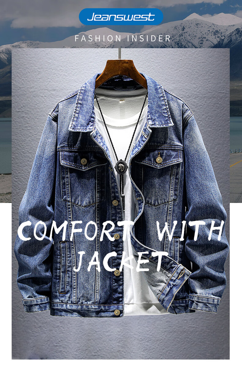 Jeanswest Men's Denim Vest 2026 Spring Summer Loose Simple Fashion Jacket Smoke Gray XL 1