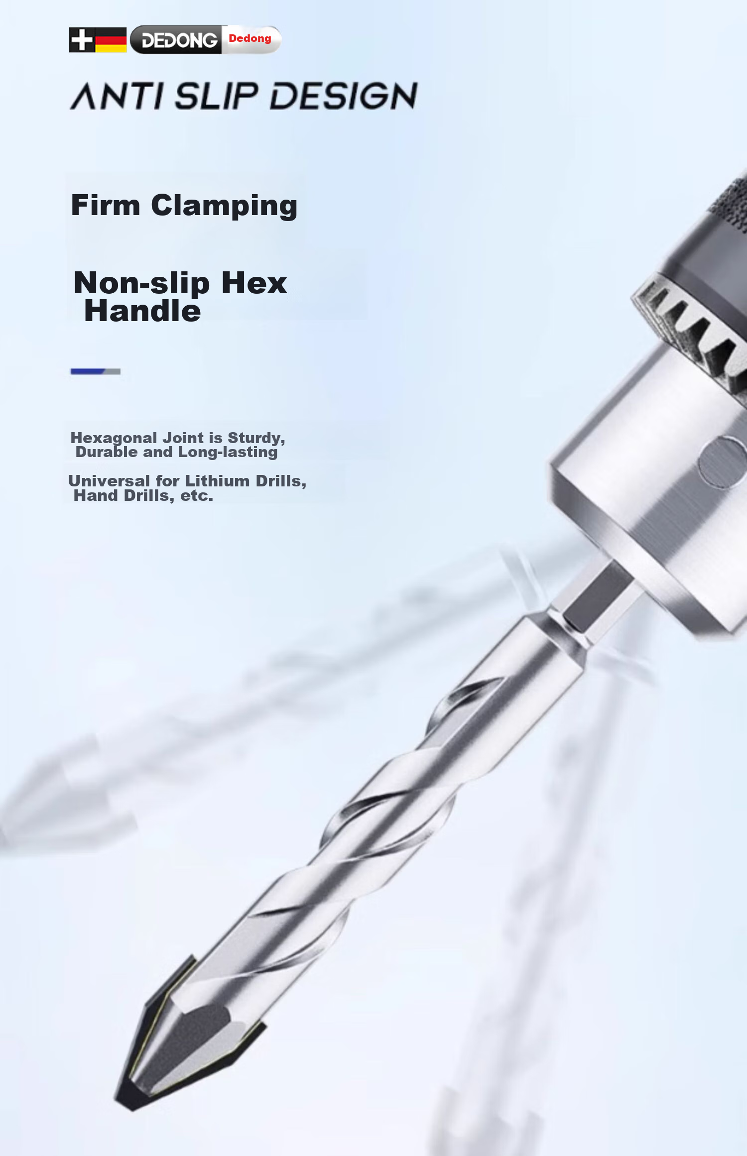 Dedong Ceramic Tile Drill Bit Eccentric Offset Head Concrete Super Hard Special Triangular Ceramic Alloy Drill for Cement Glass 12