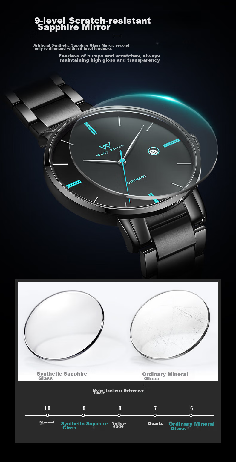 Welly Merck Swiss Brand Watch, Men's Simple Mechanical Watch, Birthday Gift 10