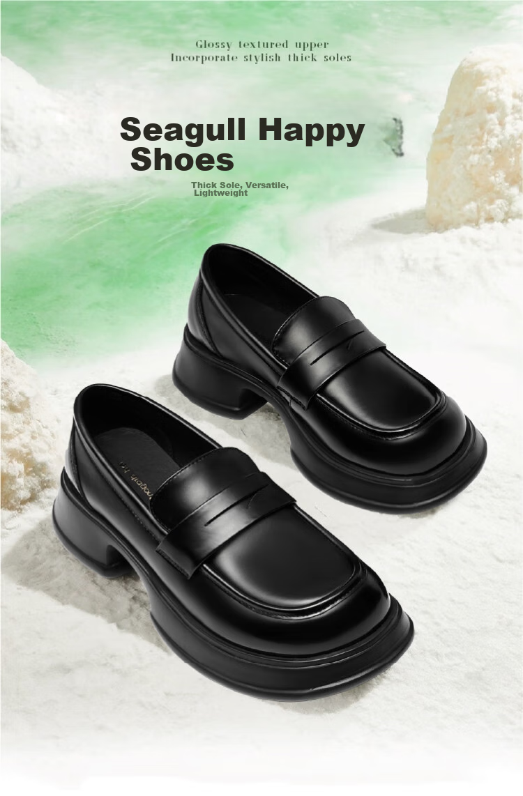 RED DRAGONFLY Slip-On Loafers, Spring And Autumn Thick-Soled Heightening Women's Flats, Academic Style JK Women's Shoes, WLB24643, Black, Size 39 1