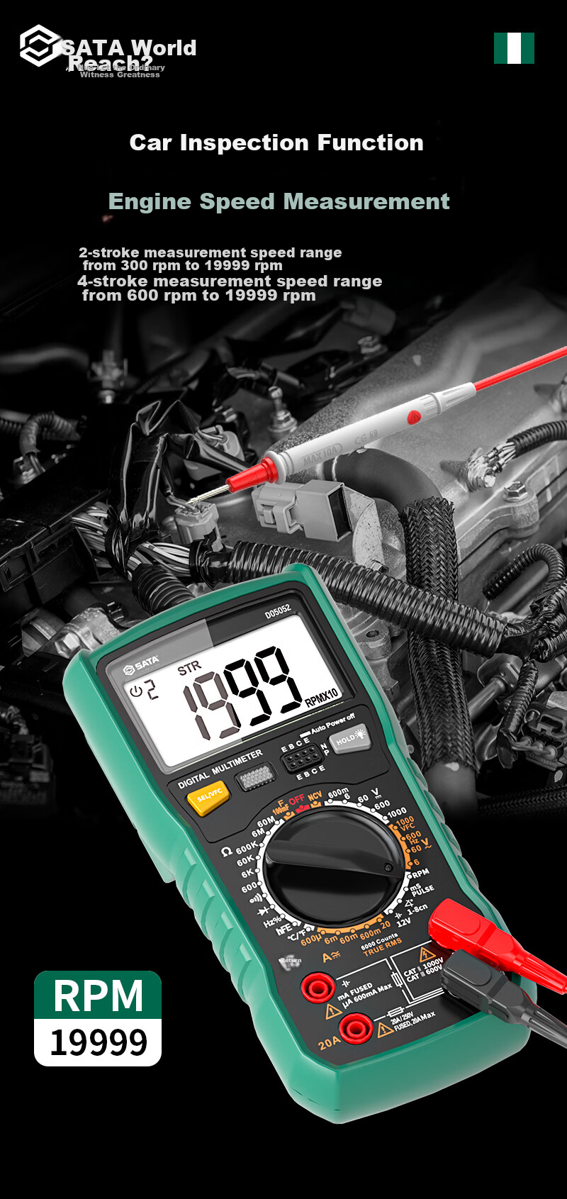 Shida SATA Automotive Multimeter, Multi-Functional Inspection, Burn Prevention, Auto Repair Digital Display Universal Meter, Electrician-Specific D05052 Standard Configuratio 7