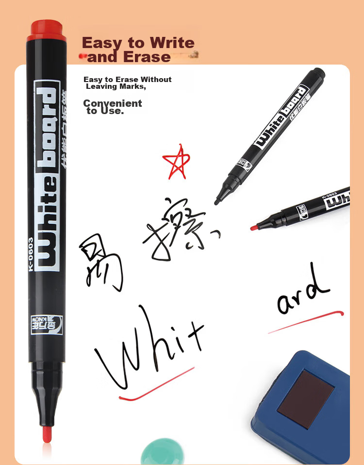 Genvana Whiteboard Markers, Black Mini Small Thin Single-Tip Erasable Easy-To Pens for Children, Boys And Girls, Pack of 20, K-0603 4