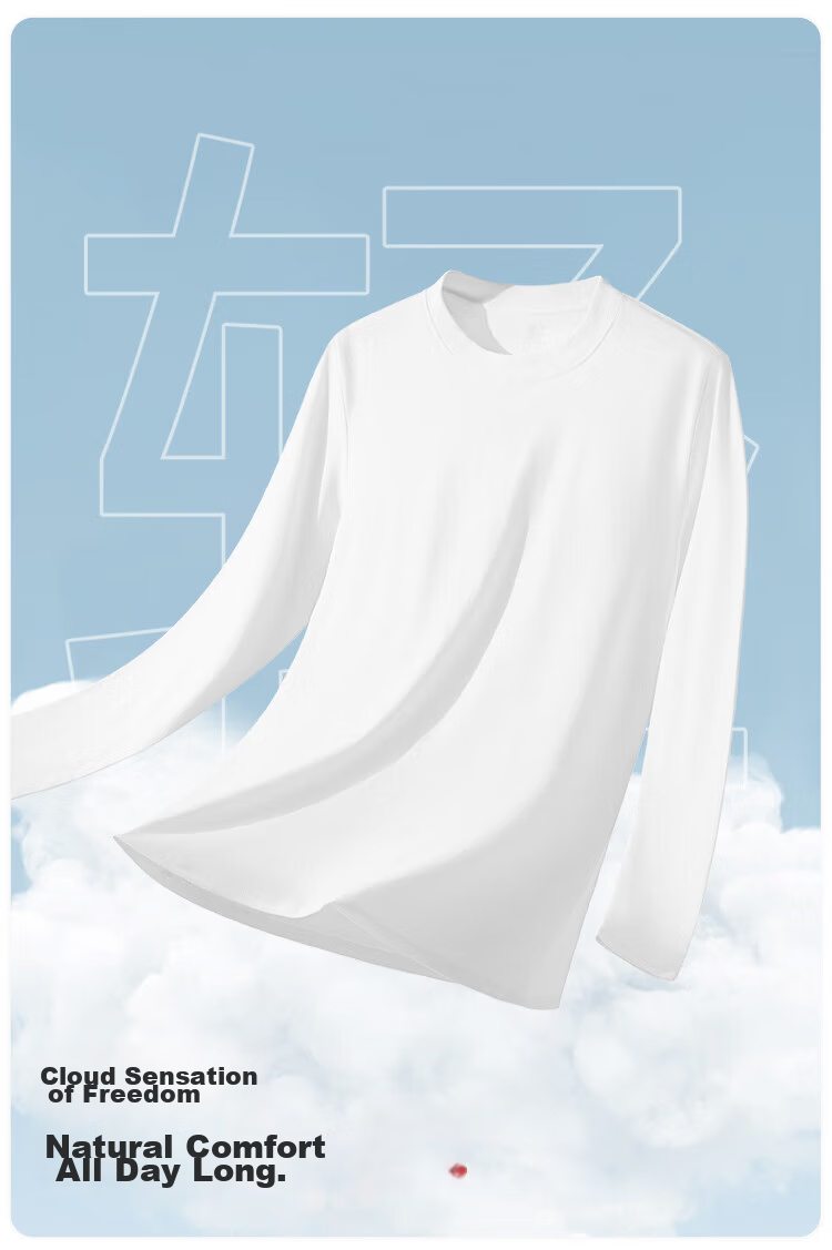 MiiOW Pure Cotton Long-Sleeve T-Shirt for Women, Spring And Autumn Warm Inner Layer, Loose Round Neck Undershirt, Casual Comfortable Top, Women's Autumn Wear 8