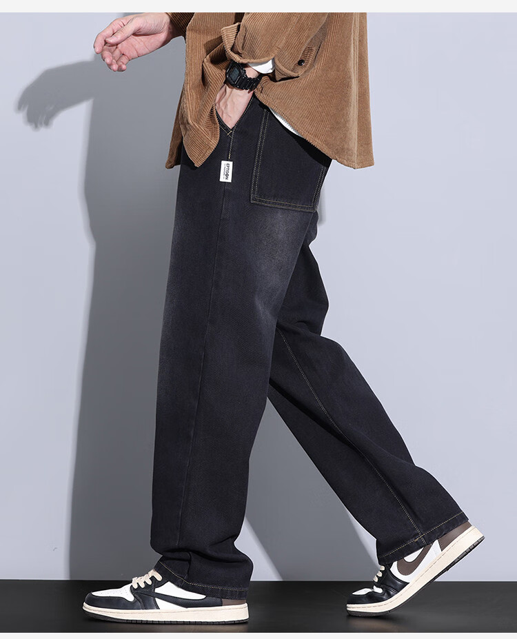Yipintiancheng Fashion Versatile Men's Jeans 2025 Autumn Loose Straight Casual Elastic Waist Trousers 4