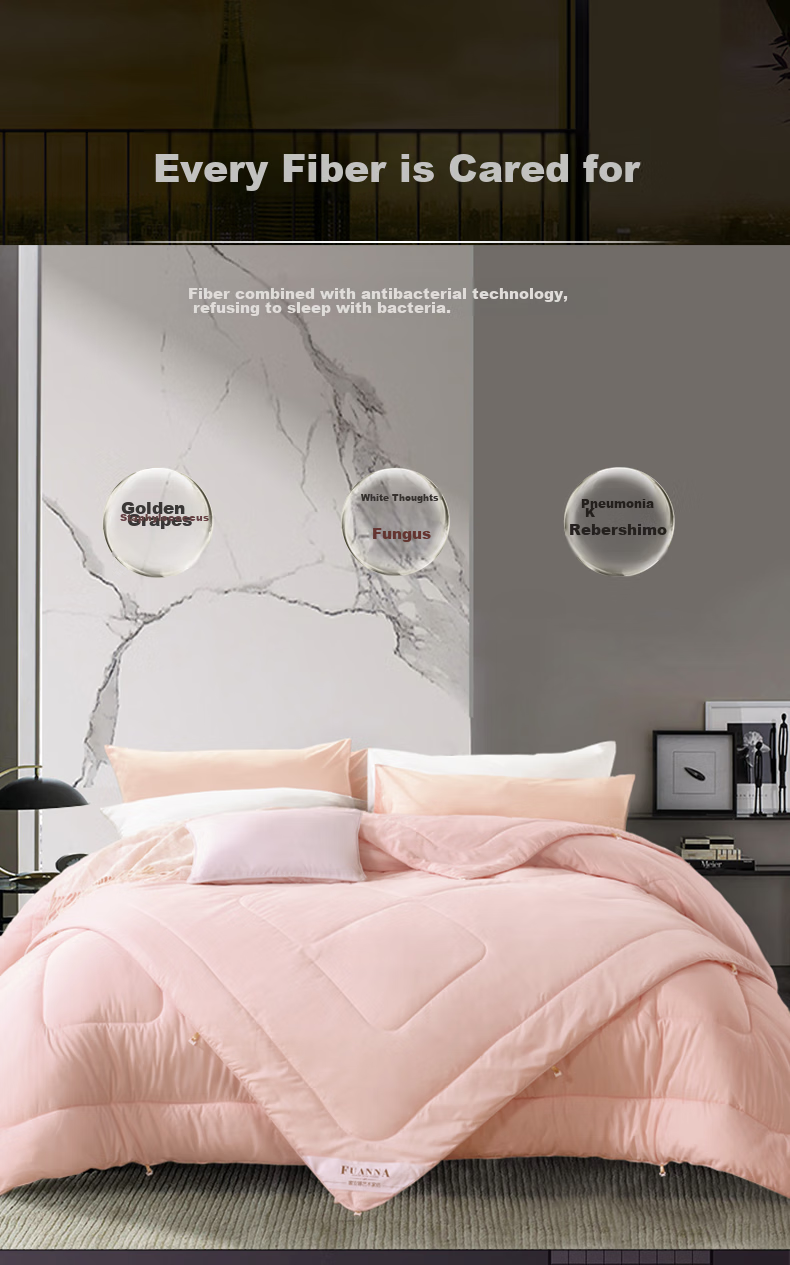 FUANNA Warm Seven-Hole Antibacterial Fiber Comforter, Two-In Mother-Child Quilt, All-Season Duvet, 9.3 Jin (4.65 Kg), 230*229cm, Pink 5