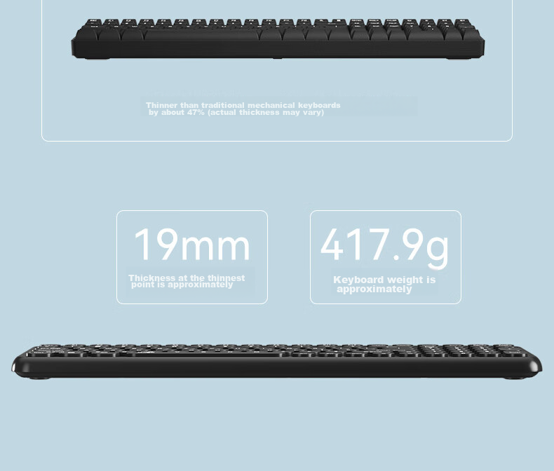 Aigo V610 Blue Quiet Office Business Keyboard, Wireless Bluetooth Connection, Rechargeable Lithium Battery, Compatible with WIN/MAC Dual Systems, Scissor Foot Structure, Full Size 4
