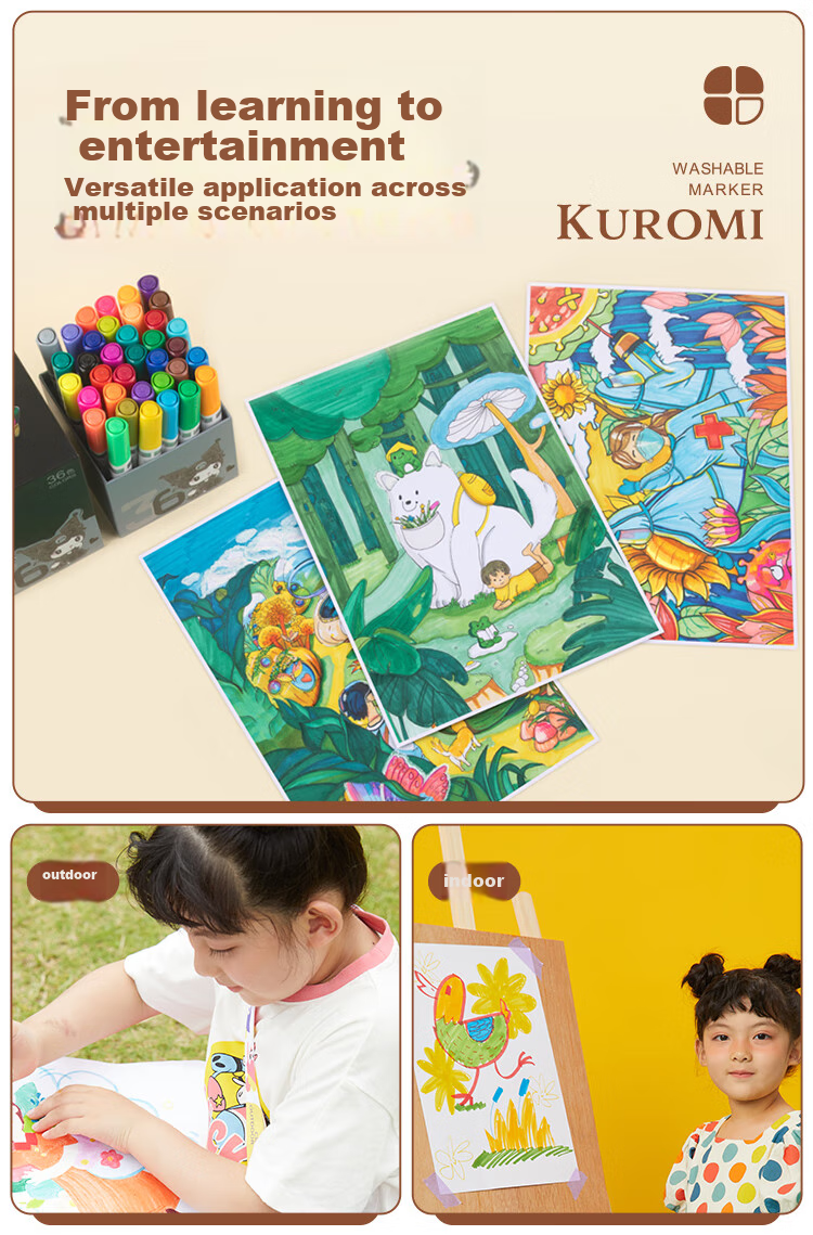 [Lowest Price Online] GuangBo (GuangBo) Marker Set 36 Colors Sanrio Co-Branded Washable Children's Watercolor Pens Drawing Pens Watercolor Painting Kit Kindergarten Student Colored Pens Gift KT84114 7