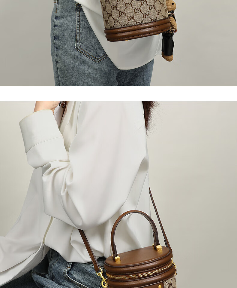Aiqinghai Handbag, Women's Bucket Bag, Crossbody Shoulder Cylindrical Phone Bag, Niche Birthday Mother's Day Gift, Practical Present for Mom 25