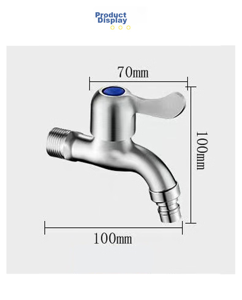 PURPAVWINNER 304 Stainless Steel Washing Machine Faucet with Anti-Drop Design, 1/2 Inch Cartridge Connector, Household 1/2 Inch Inlet, Universal Threaded Connector for Tap Water, with Built-In Washing Machine Spout 11