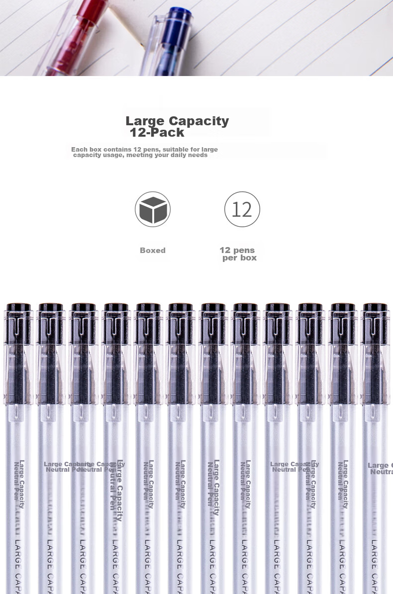 Deli [Best-Selling Product] Full Needle Tube Gel Pen, 0.5mm Large Capacity, Disposable Water-Based Pen, Signing Pen, Black, 12 Pcs/box A426 8