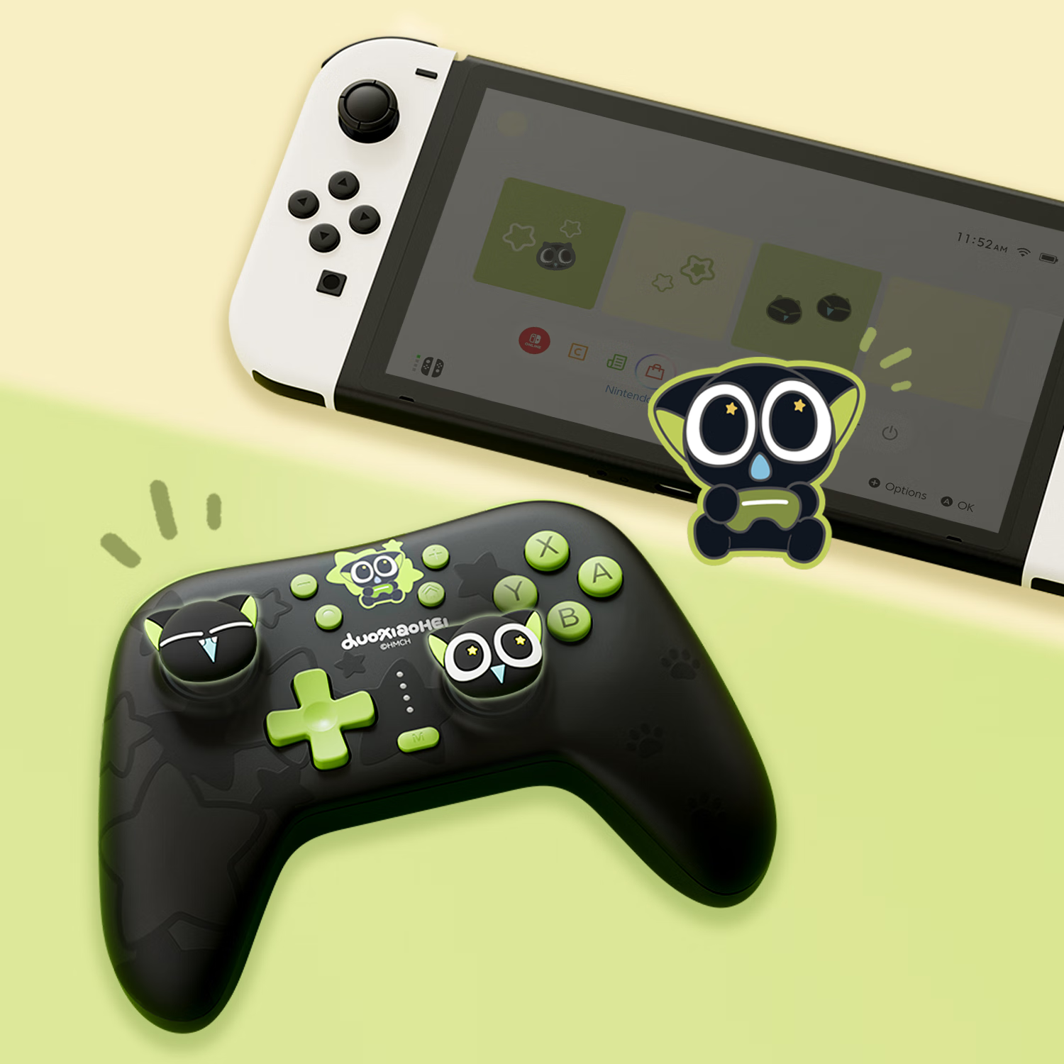 Jixiang Wireless Game Controller Luo Xiaohei Controller + 2.4G Receiver for Switch OLED/NS2/PC Steam/Mobile Tablet