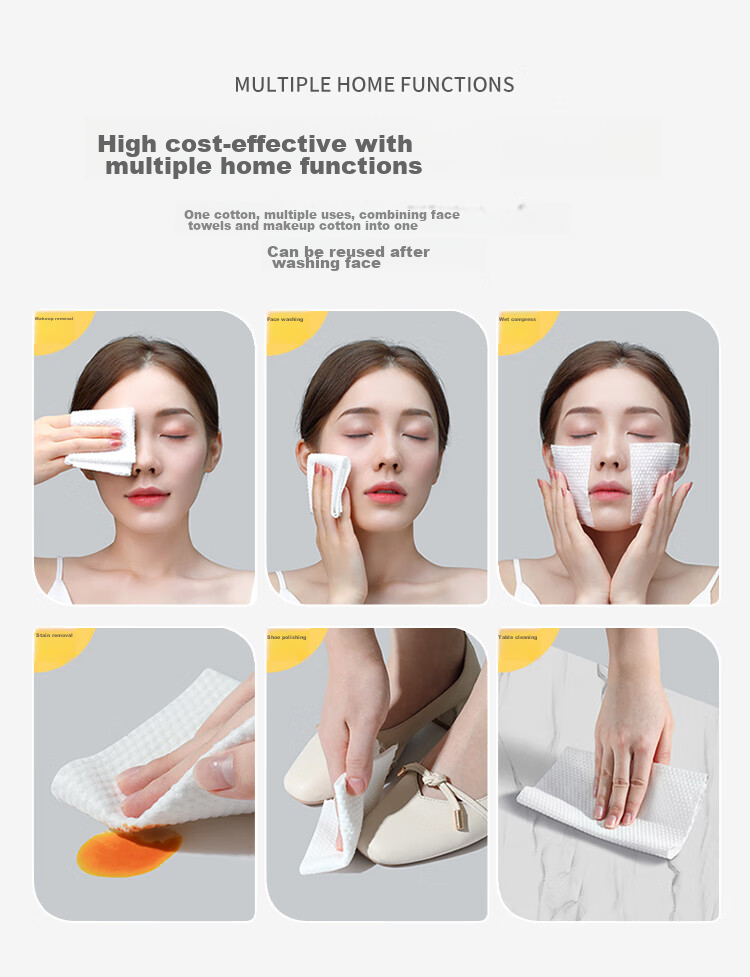 UPLUS Beauty Cotton Soft Facial Cleansing Wipes, 100 Sheets * 3 Packs, Thickened Pearl Texture, Face Wipes, Facial Cleansing Towels 13