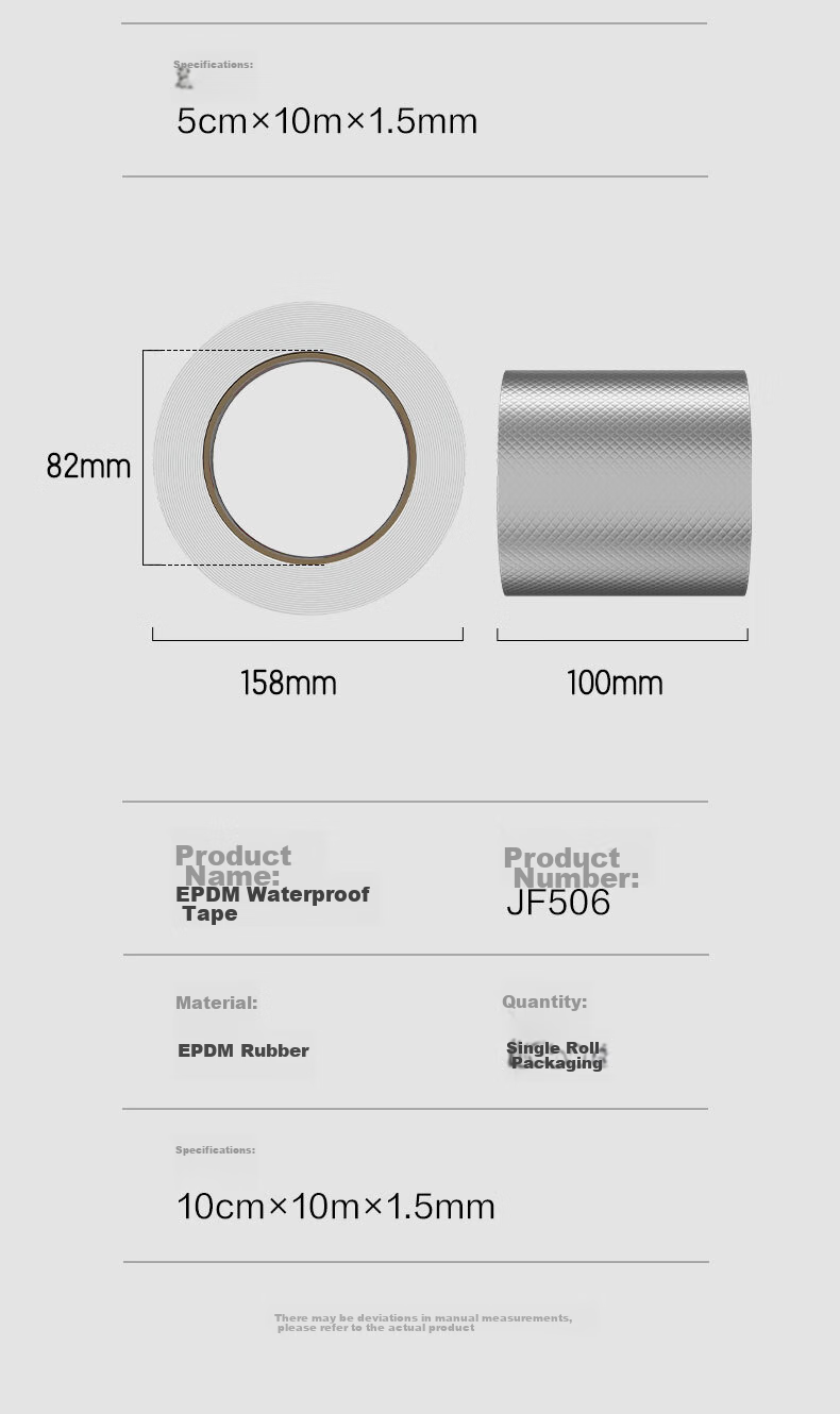 Deli Butyl Waterproof Tape 5cm*5m*1mm Strong Sealing Tape Aluminum Foil Roll Leak-Proof Roof Crack Water Repair Silver 1 Roll JF501 15