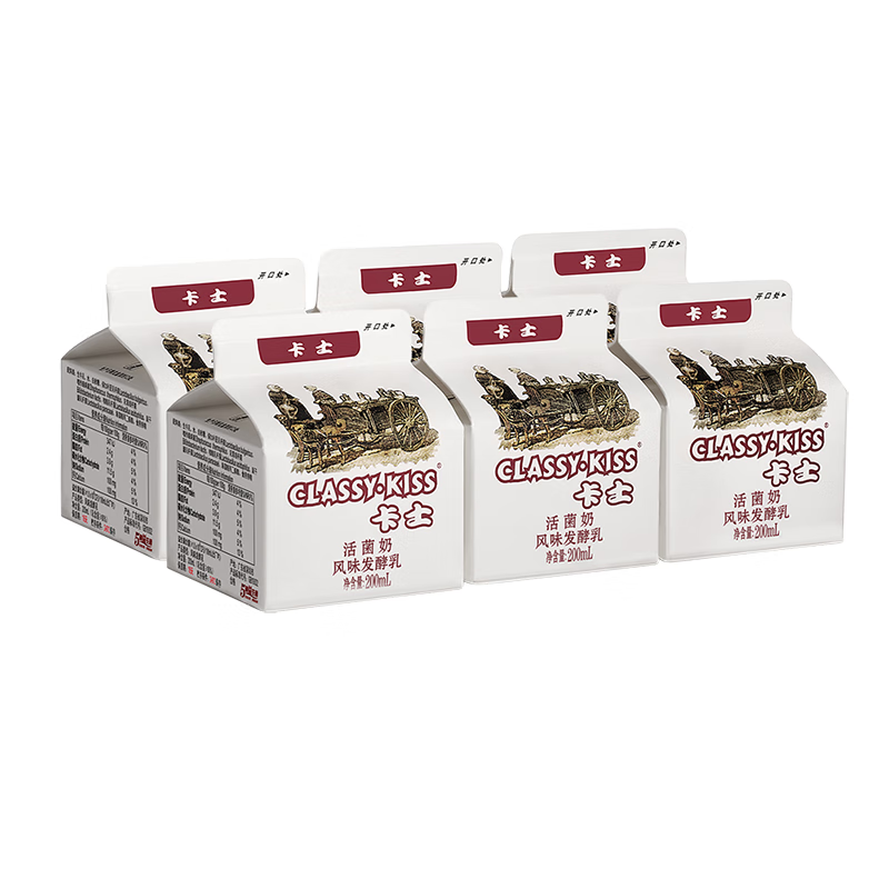 卡士（CLASSY.KISS）活菌酸奶 风味发酵乳 200mL*6盒 低温酸奶 原味酸奶