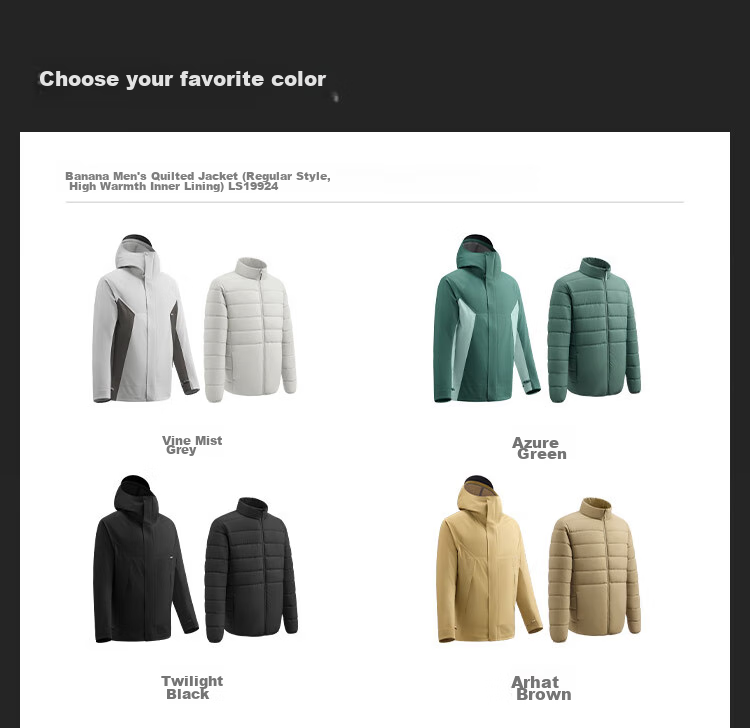 Beneunder Three-In down Jacket for Men, Outdoor Windproof And Waterproof, LS19924, Christmas Gift, Misty Gray, XL 35
