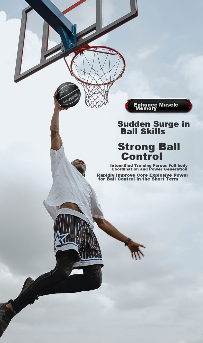 Li-Ning 957 Basketball, Outdoor Dust-Proof, Wear-Resistant, Non-Slip, Cement Court, Size 7, for Adults And Students, 20K Competition Special Gift, Blue Ball 9